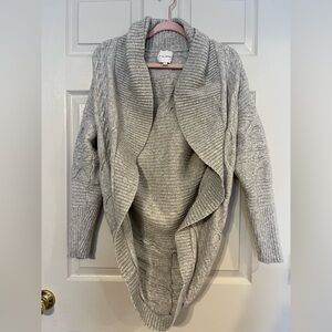 Pink Rose Light Gray Cable Knit Cardigan Boho Vibe Small